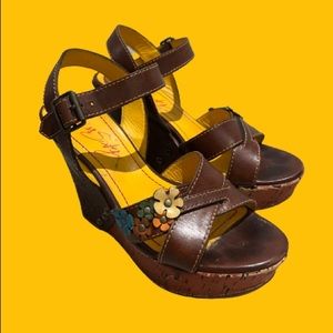 Miss Sixty Vintage Floral Heels Wedges Y2K Boho Chic